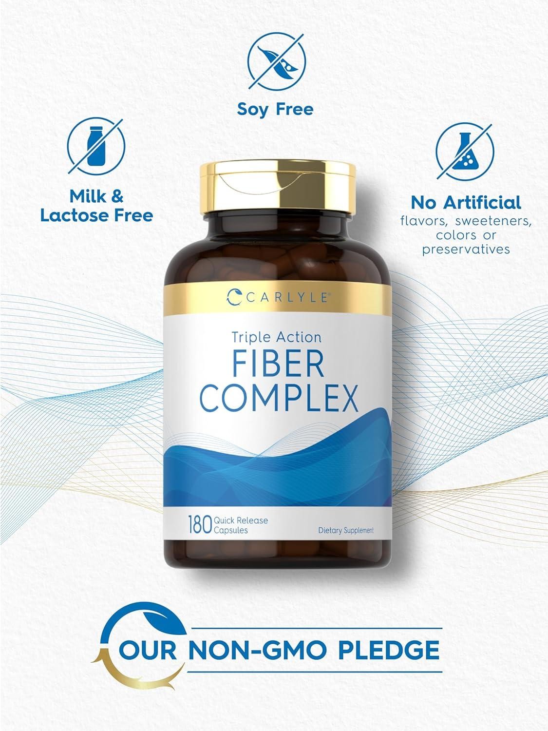 Fiber Complex Triple Action Psyllium Husk Oat Bran Regularity Restore, 180 Caps
