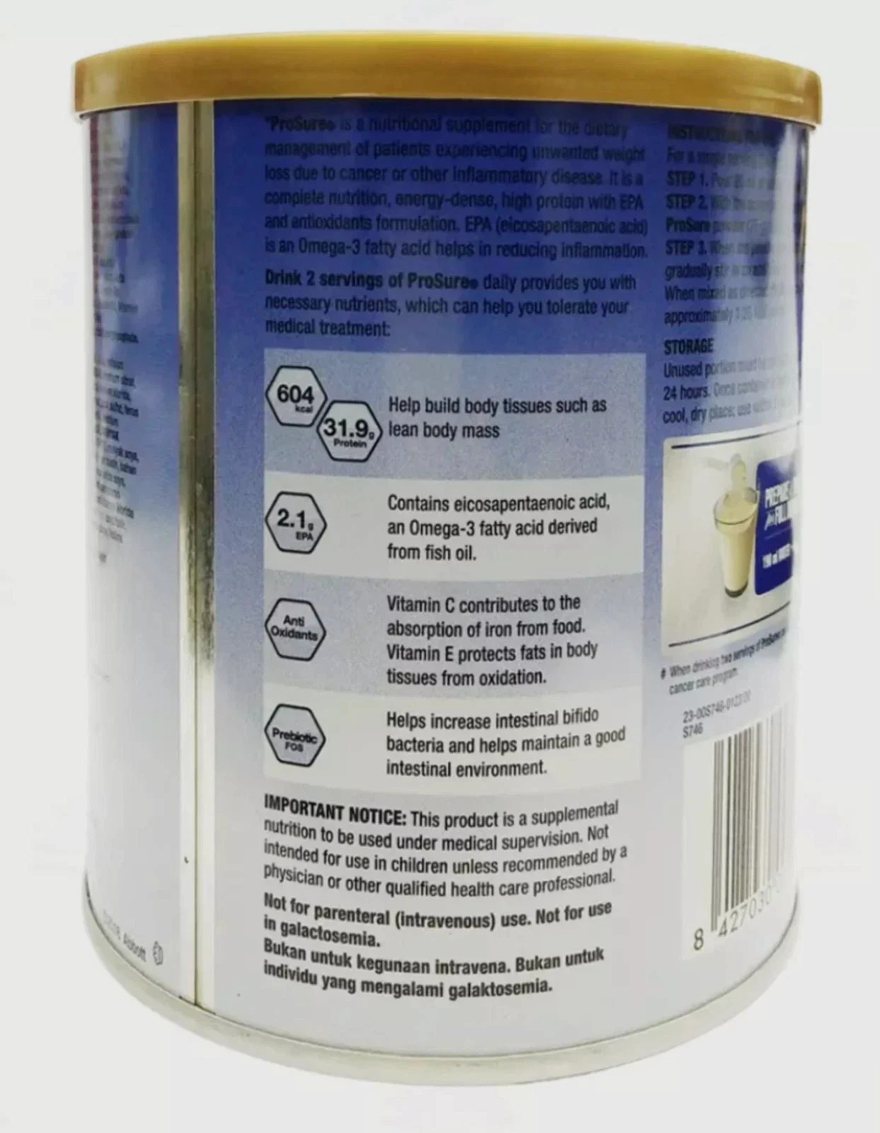 8 X Abbott Pro Sure Milk (High Protein, Prebiotic & EPA) 380g Express Shipp